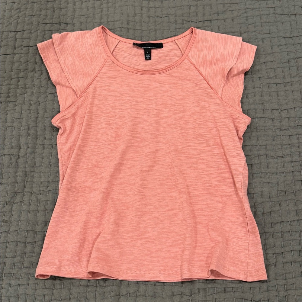 White House Black Market Women’s Small Salmon Pink Blouse with Ruffled Sleeves